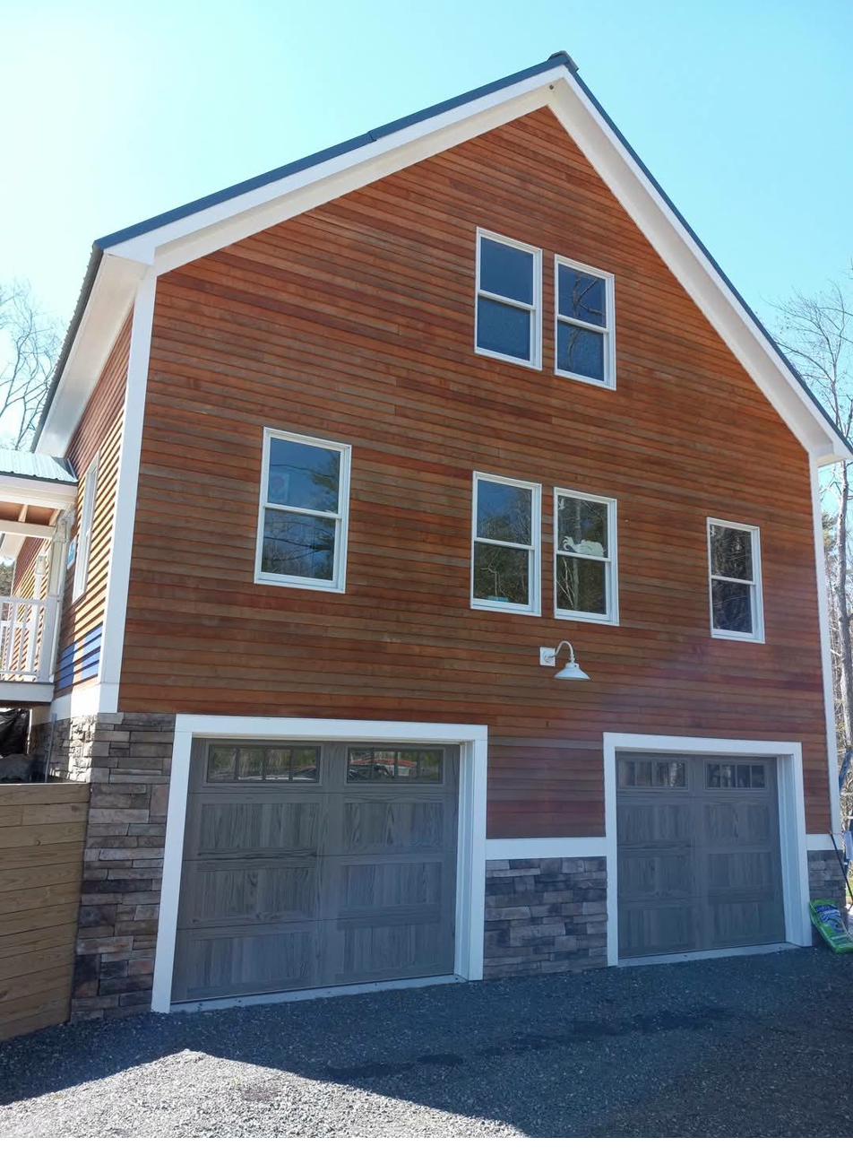 Cedar siding garage before