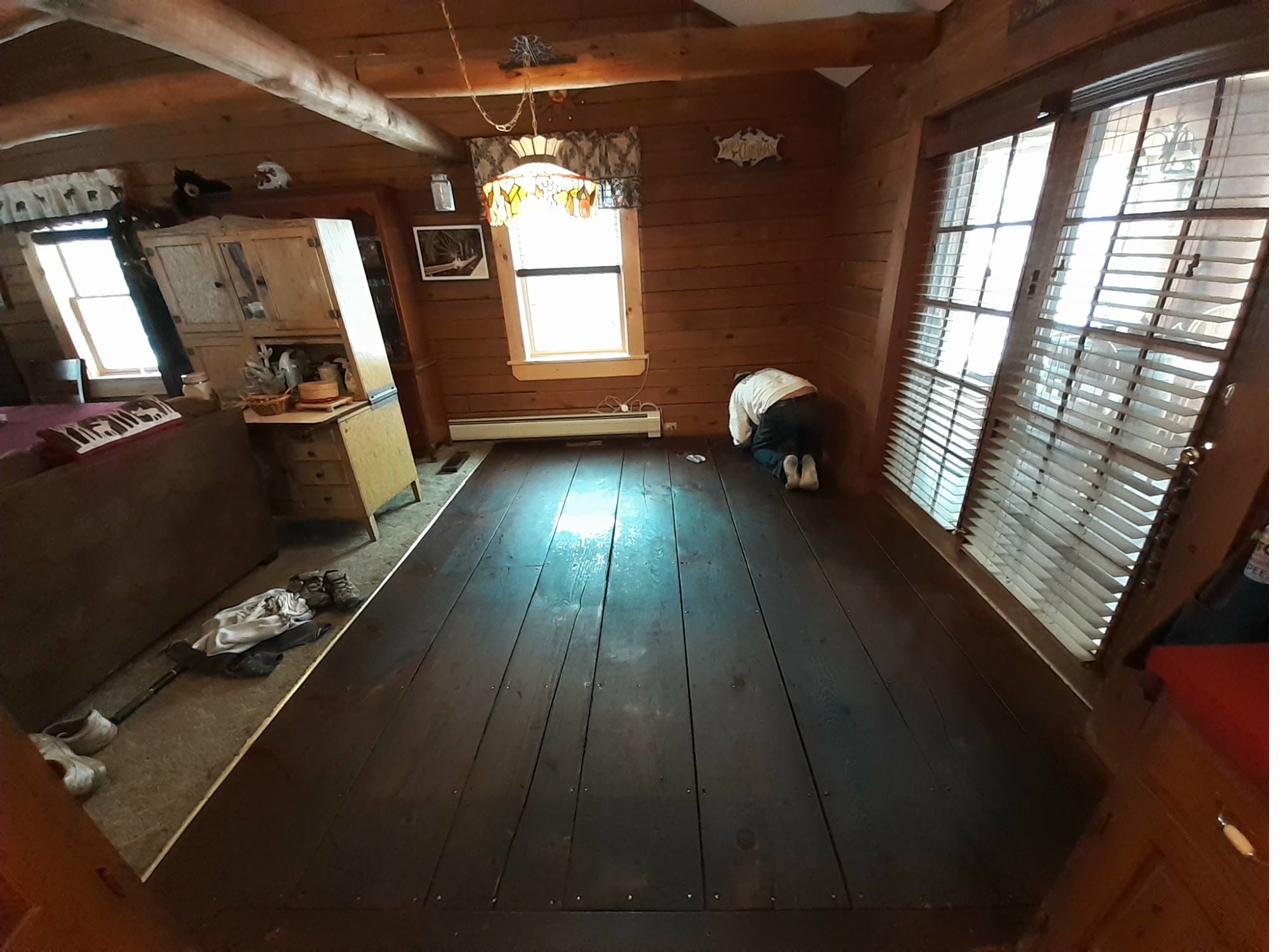 Stained wood floor after