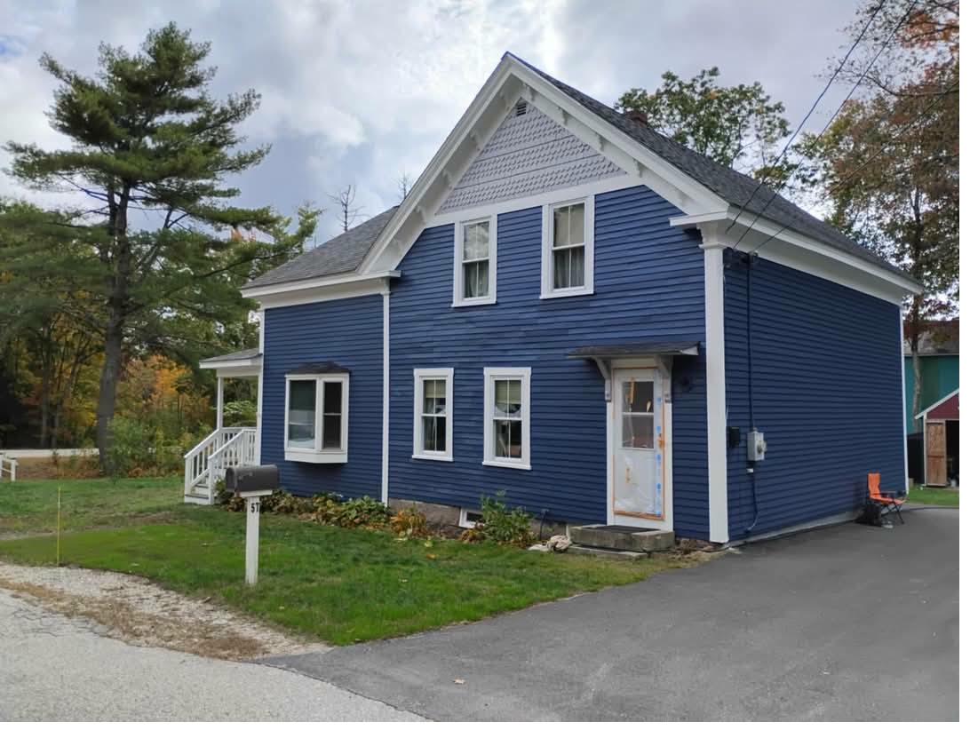 Navy blue house after