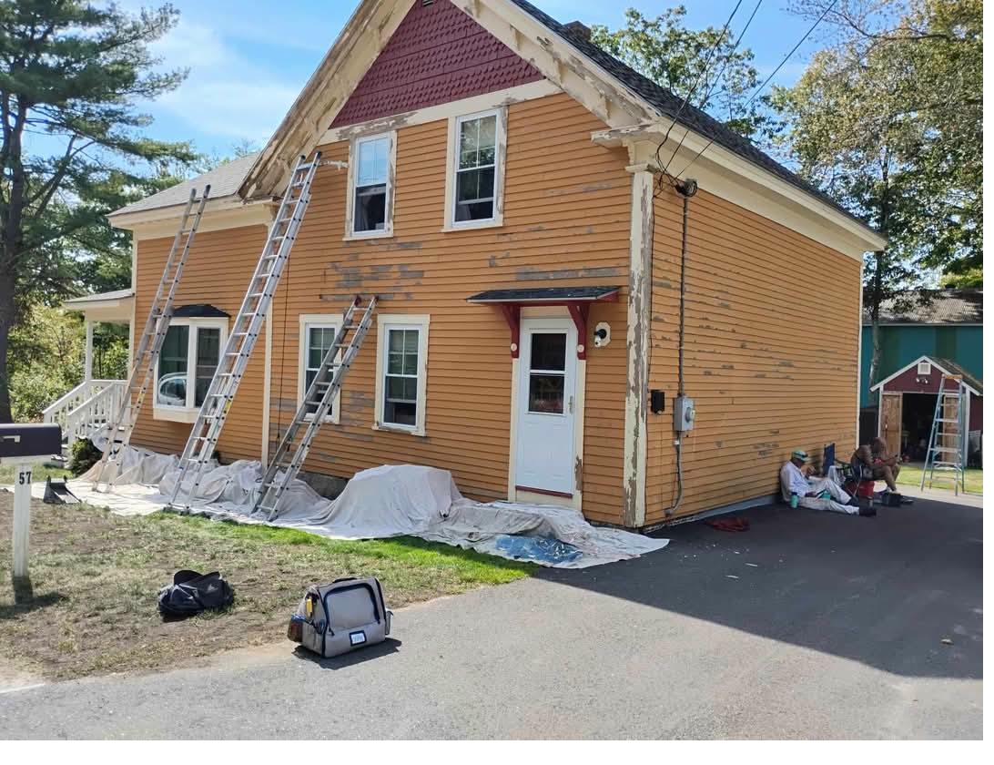 Peeling orange house before