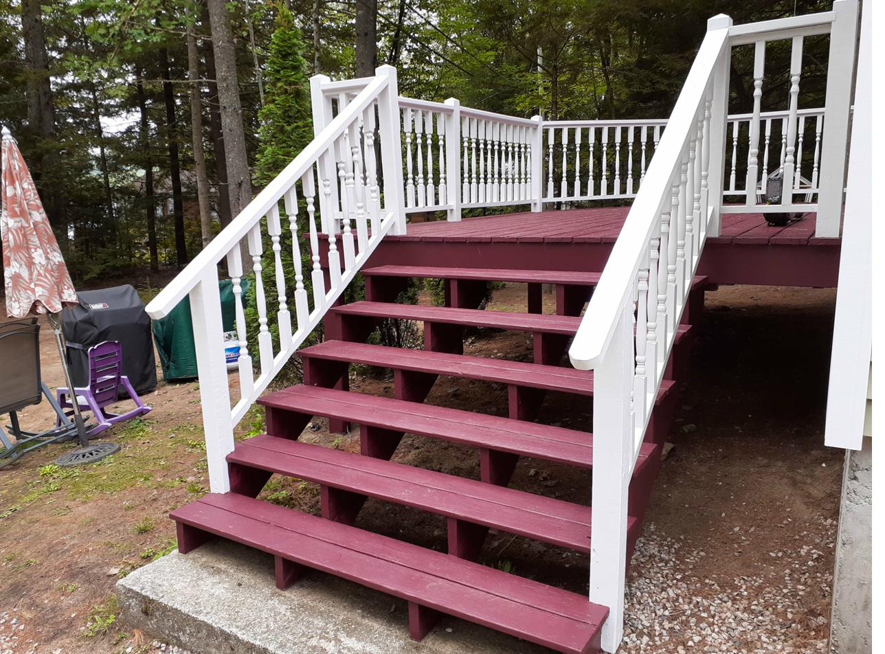 Deck staining and restoration project in Houlton Maine